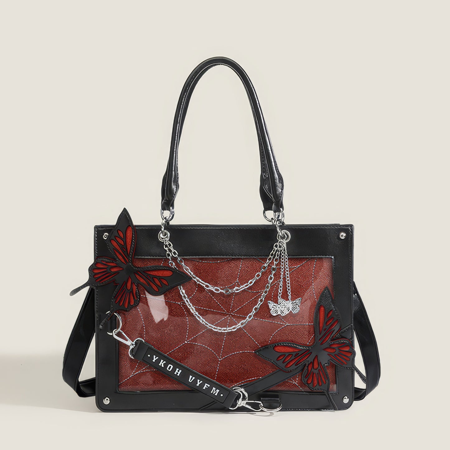 Butterfly Chain Panel Satchel Bag