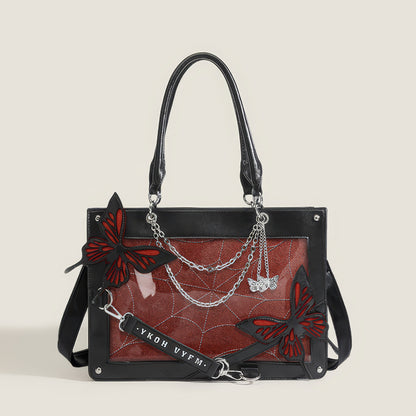 Butterfly Chain Panel Satchel Bag