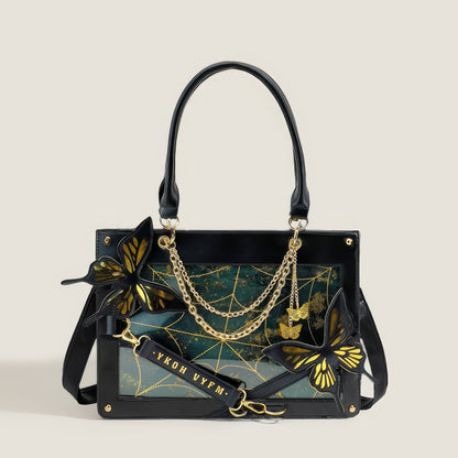 Butterfly Chain Panel Satchel Bag