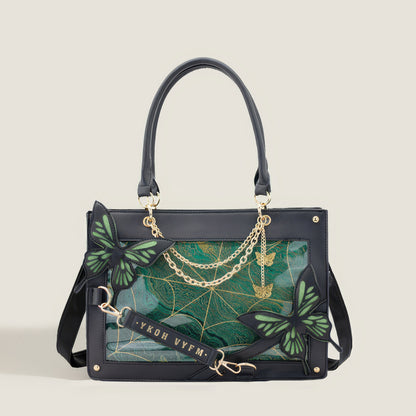 Butterfly Chain Panel Satchel Bag
