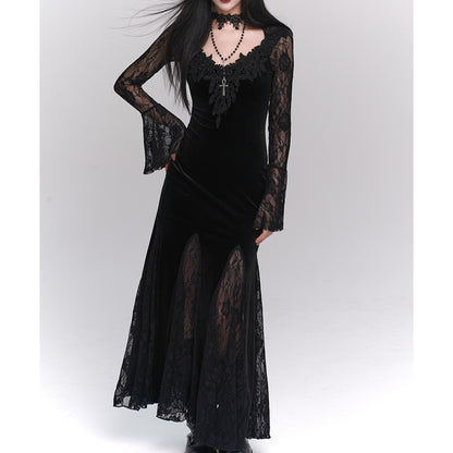 Black Lace Mermaid Dress