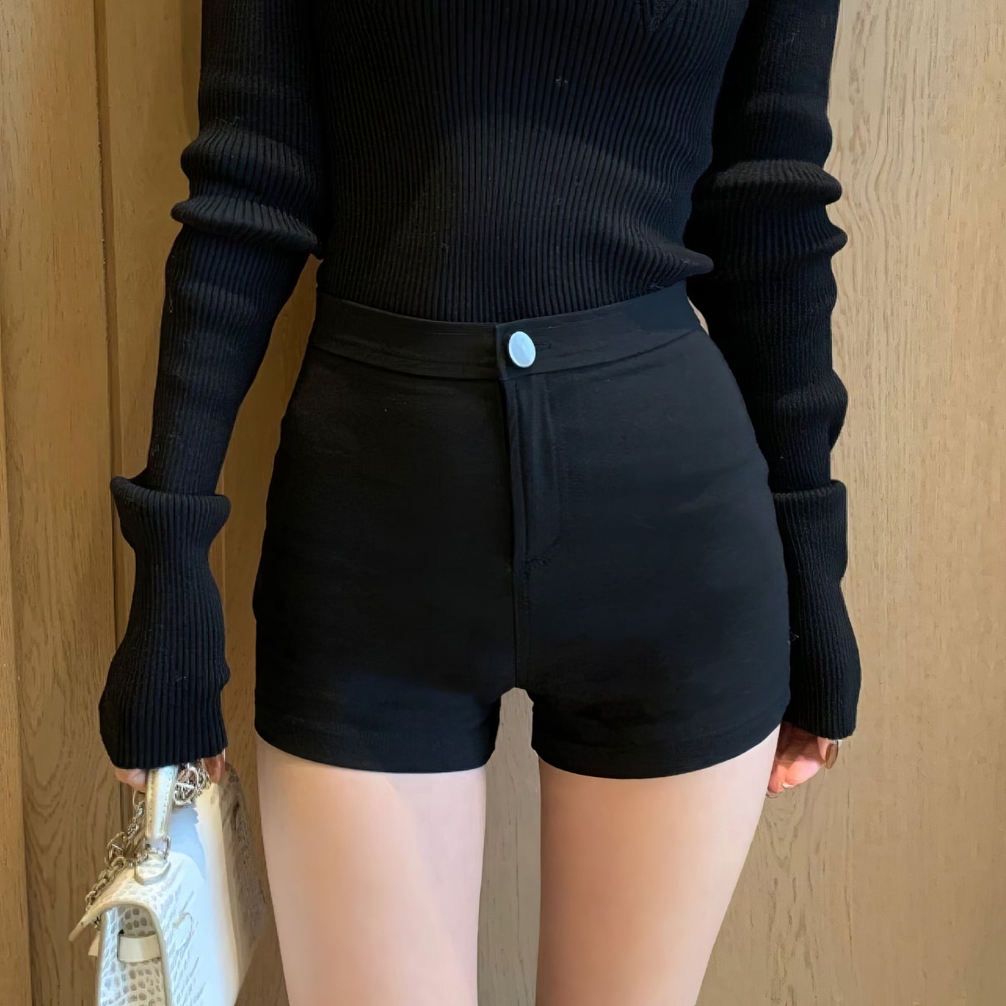 High Waist Fitted Black Shorts