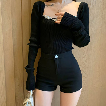 High Waist Fitted Black Shorts